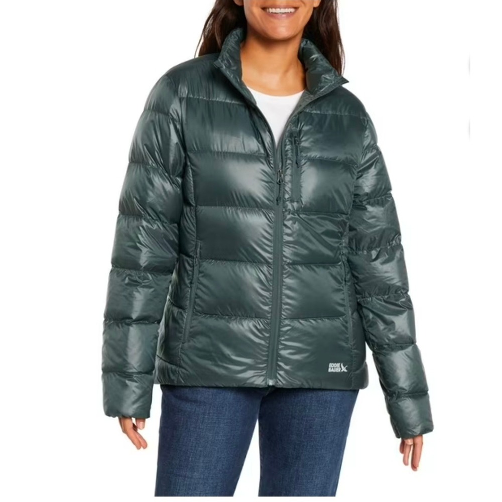 Eddie Bauer Womens 650 Down Puffer Jacket Green Large EB006061 Quilted Coat